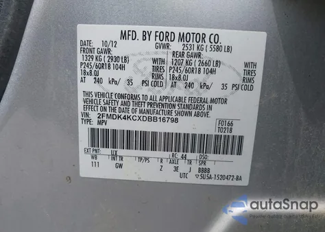 2013 Ford Edge Limited z USA, uszkodzony, nr VIN 2FMDK4KCXDBB16798